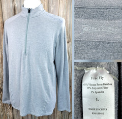 Free Fly Half Zip Fleece Sweatshirt Gray Bamboo Viscose Stretch Casual Mens L