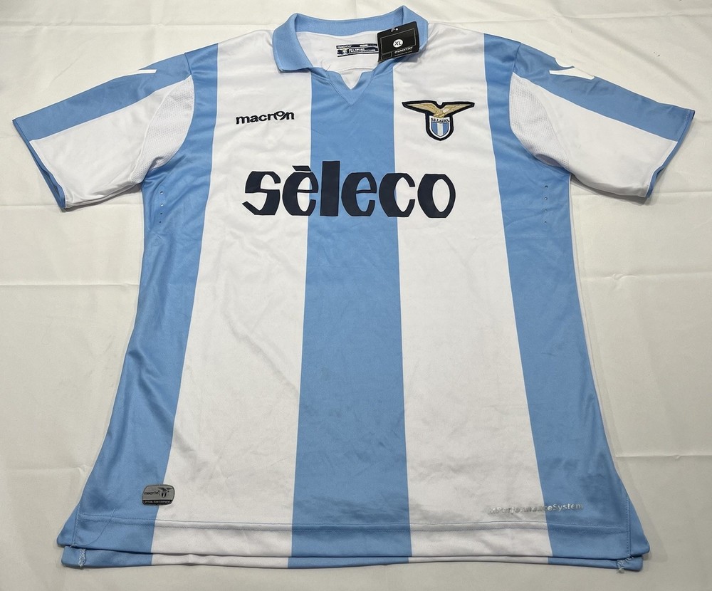 NWT MACRON SS Lazio Home Jersey 2017/18 SELECO XL Soccer Trikot Blue White Read