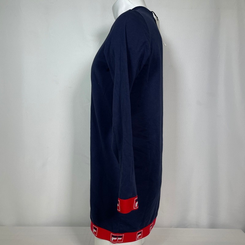 FILA Navy Blue Red Logo Trim Long Sleeve Viola Dress Women's MEDIUM NWT gallery
