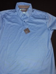 Twillory Shirt Mens Med Royal/Teal Stripe Polo Polyester Athleisure SS