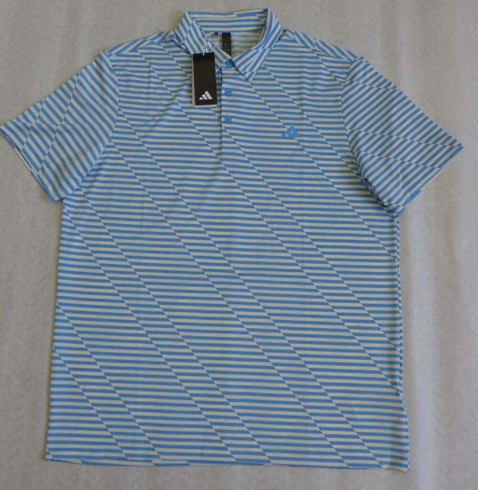 ADIDAS Golf Ultimate365 Men's Size L Mesh Print Polo Top IU4394 $70 in Blue