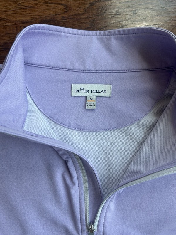 Peter Millar Men M 1/4 Zip Pullover Purple Lavender Northwood Club Performance gallery