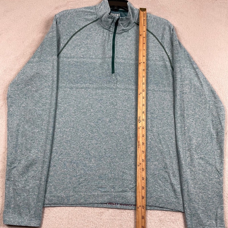 Rhone Quarter Zip Pullover Mens Large Green Celliant Seamless 1/4 Zip Gym Run gallery