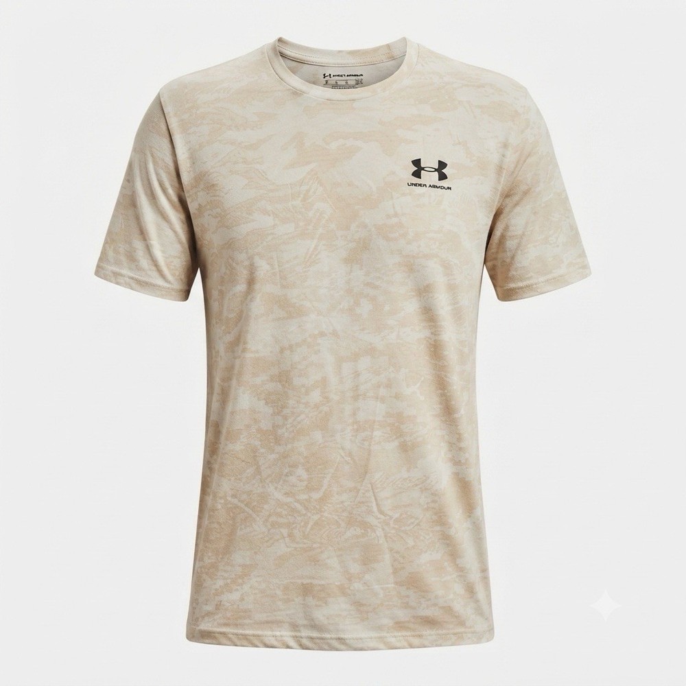 Under Armour HeatGear Camo Performance T-Shirt Men’s XXL Beige Short Sleeve