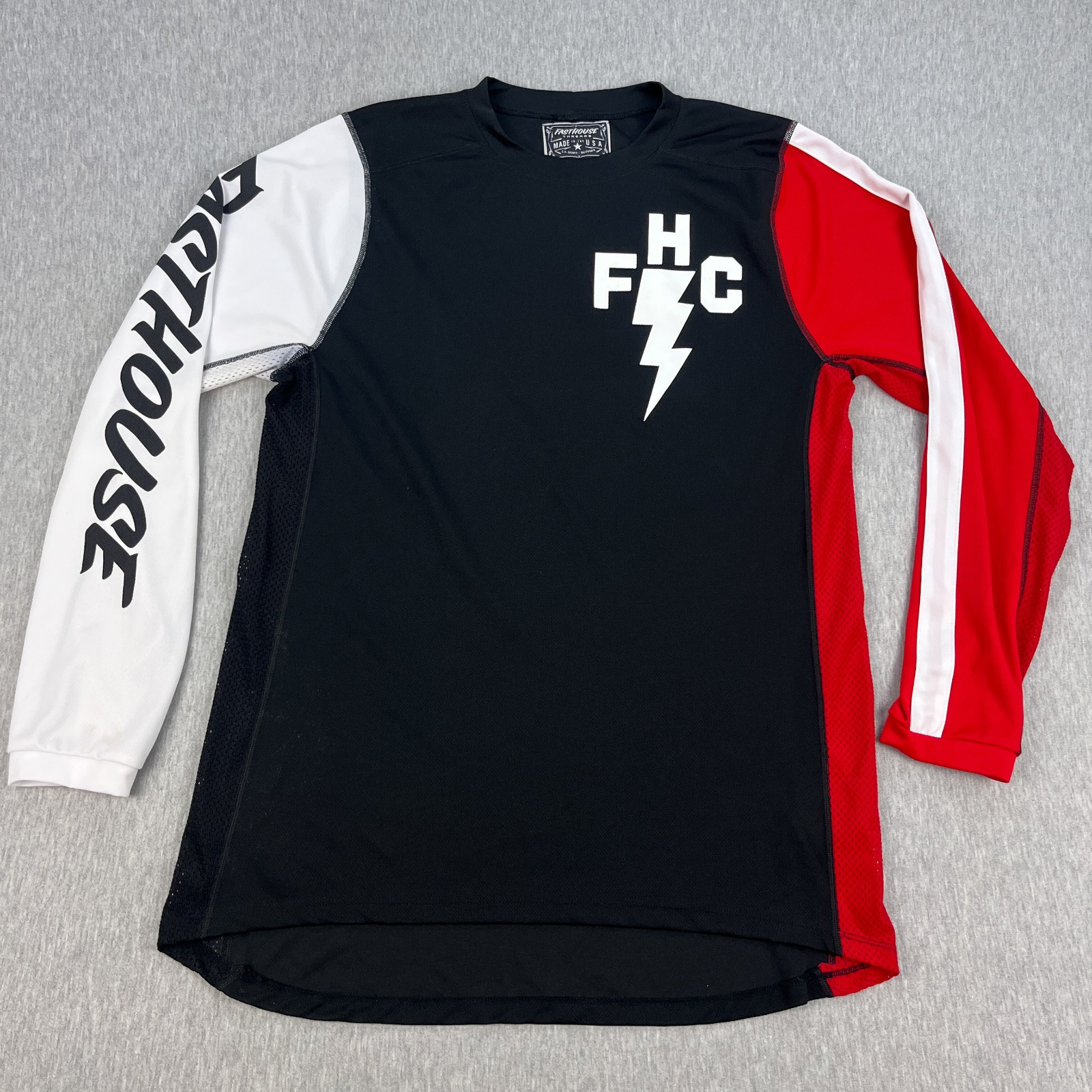 Fasthouse Whitney 428 Jersey Mens L Red Black White Moto MX Racing Made in USA gallery