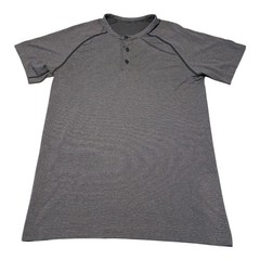 Lululemon Mens Blue Striped Short Sleeve Henley Activewear Top Large