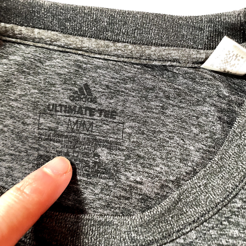 Adidas Shirt Mens Medium Gray Tee Double Sided Graphic Workout Gym Adult gallery
