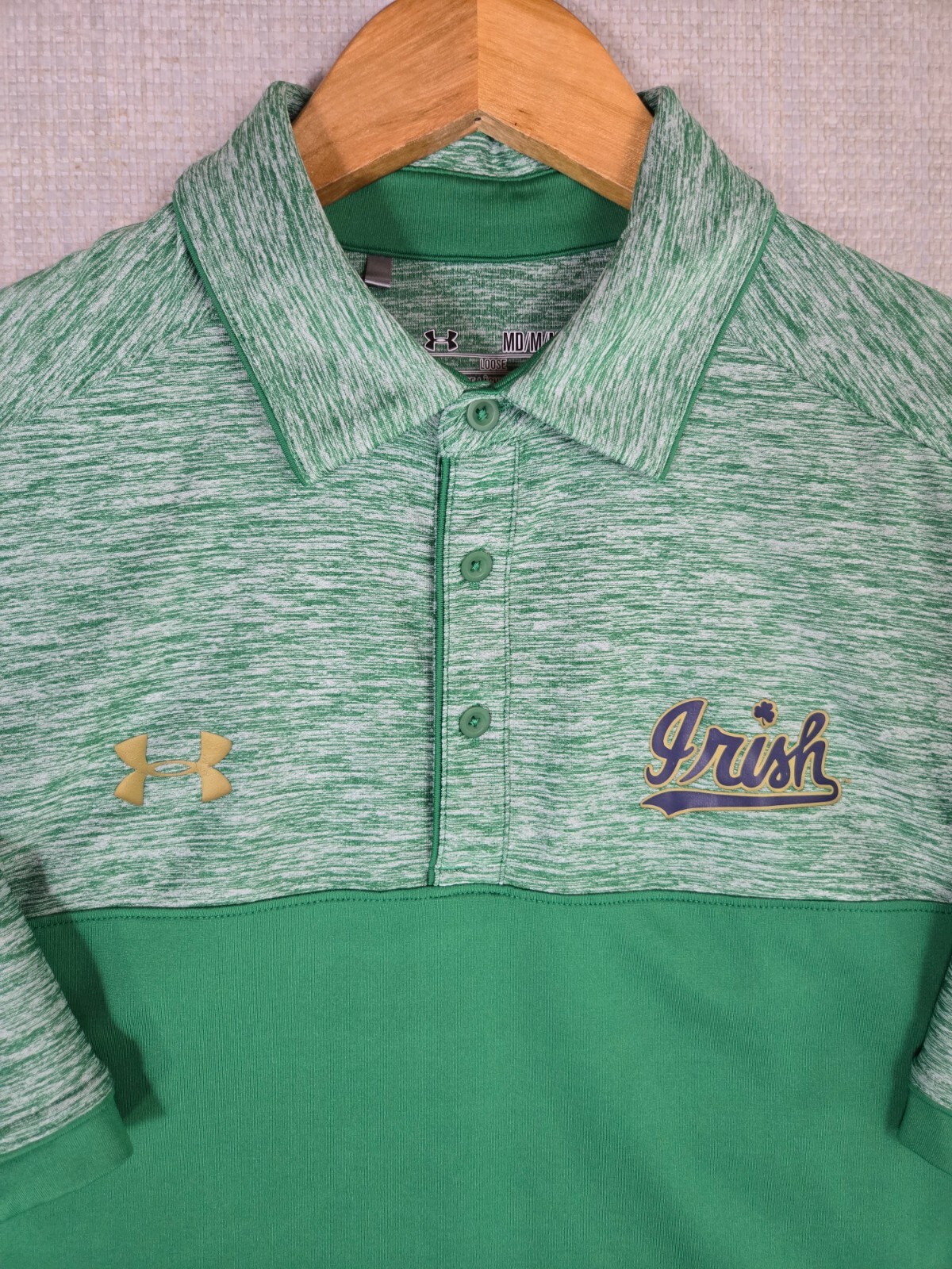 UNDER ARMOUR x NOTRE DAME Size Medium Mens Polo Shirt HeatGear Golf Performance gallery