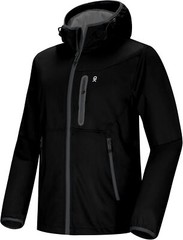 Little Donkey Andy Men’s Lightweight Hooded Softshell Jacket Medium, Black