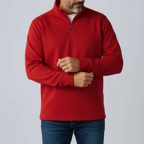 The Eastern Mountain Sports 2XL Men's Tech Wick 1/4-Zip Pullover Base Layer Red gallery