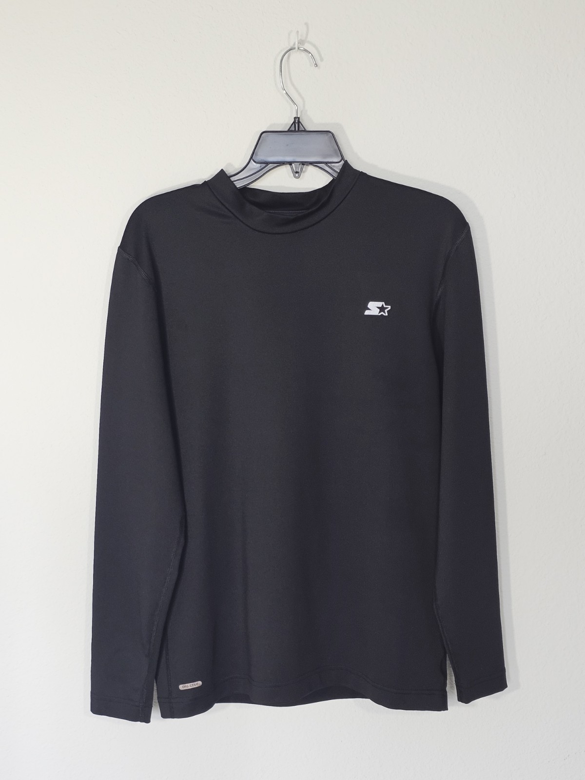 Vtg black Starter dri star Athletic Shirt size L long sleeve mock collar golf gallery