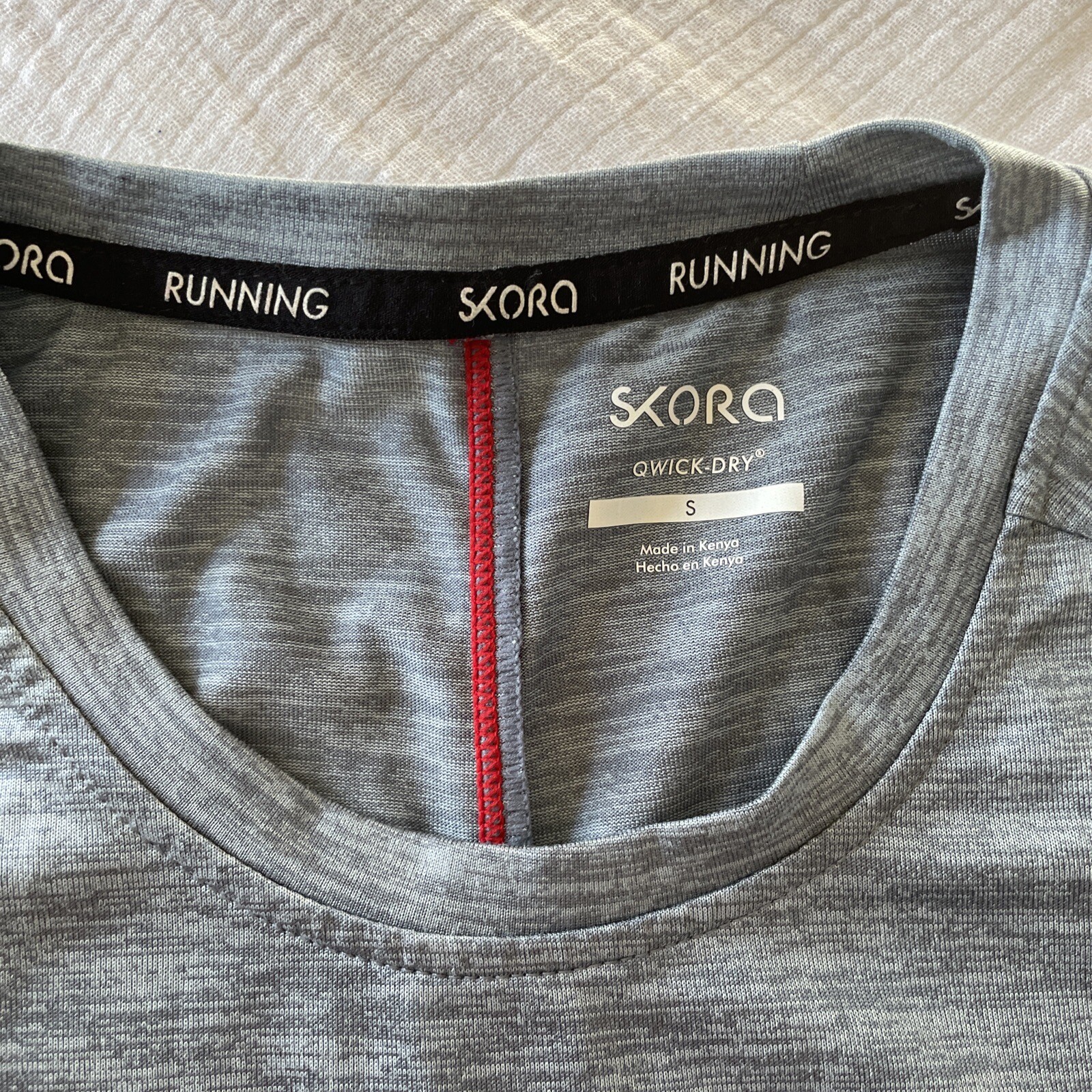 Skora Running Athletic Workout T Shirt Qwick Quick Dry Size Small Gray Red Tank gallery