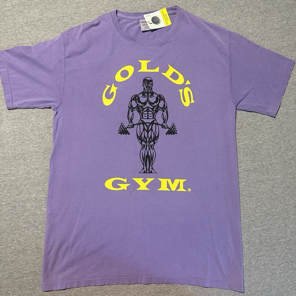 Vintage Gold’s Gym Mens Medium LIGHT PURPLE T-Shirt *NEW WITH TAGS* Lifting