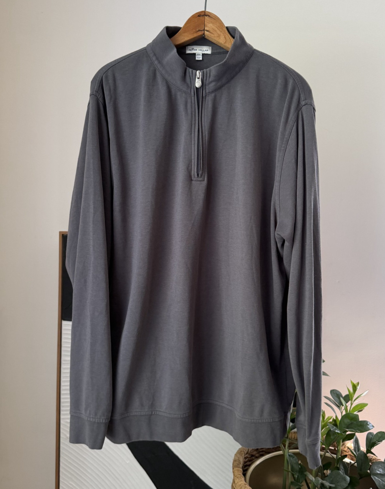 Men's PETER MILLAR Gray Cotton Modal Blend 1/4 Zip Sweater Sweatshirt Size XXL gallery