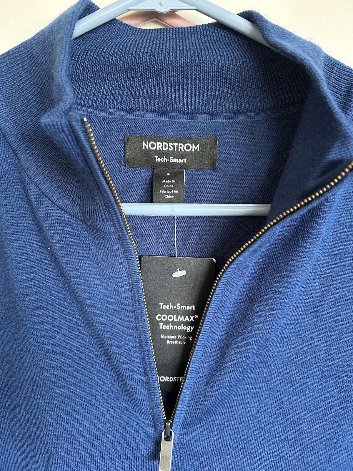 Nordstrom Estate Blue Tech-Smart Long Sleeve Pullover Shirt Coolmax Technology L gallery