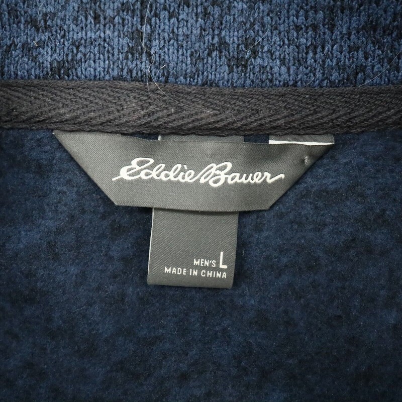 Eddie Bauer Sweater Mens Large Blue Quarter Snaps Mock Neck Pullover Gorpcore gallery