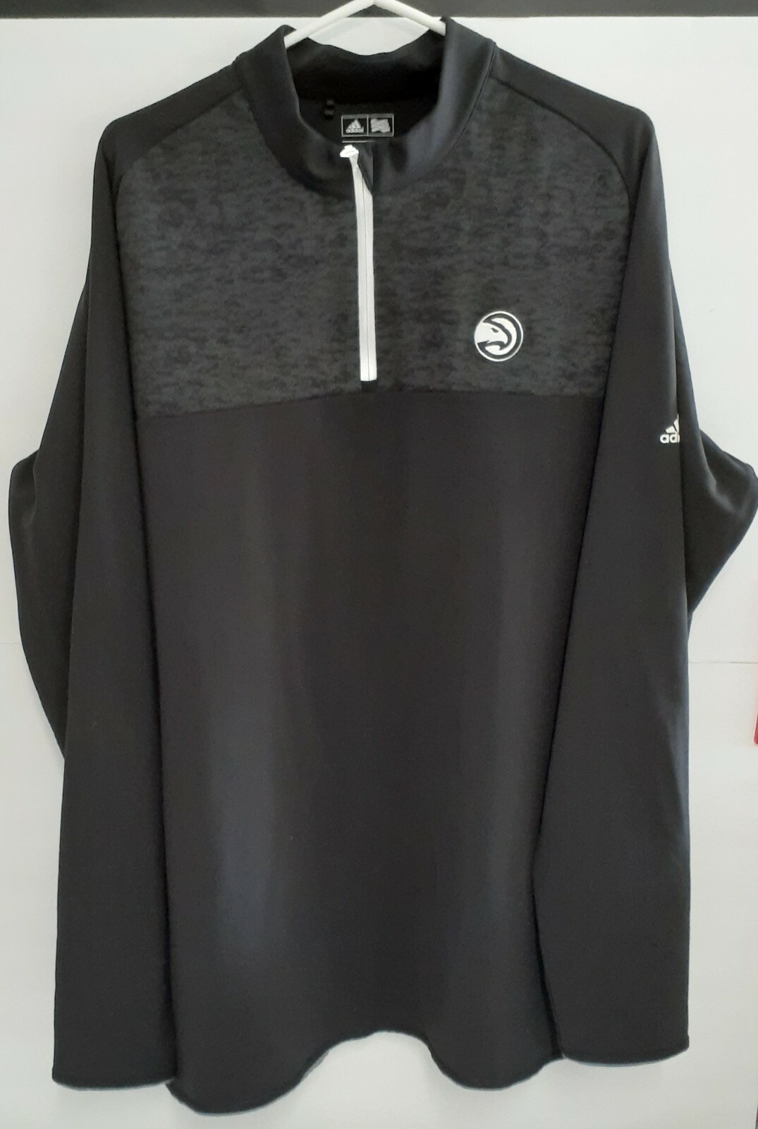 Adidas Mens Pullover Sweatshirt NBA Atlanta Hawks 1/4 Zip Black/Grey Sz XL gallery