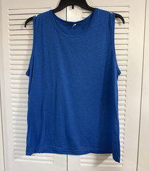 Botan Men’s L Blue Crew Neck Sleeveless Tank Solid Stretch Poly Spandex