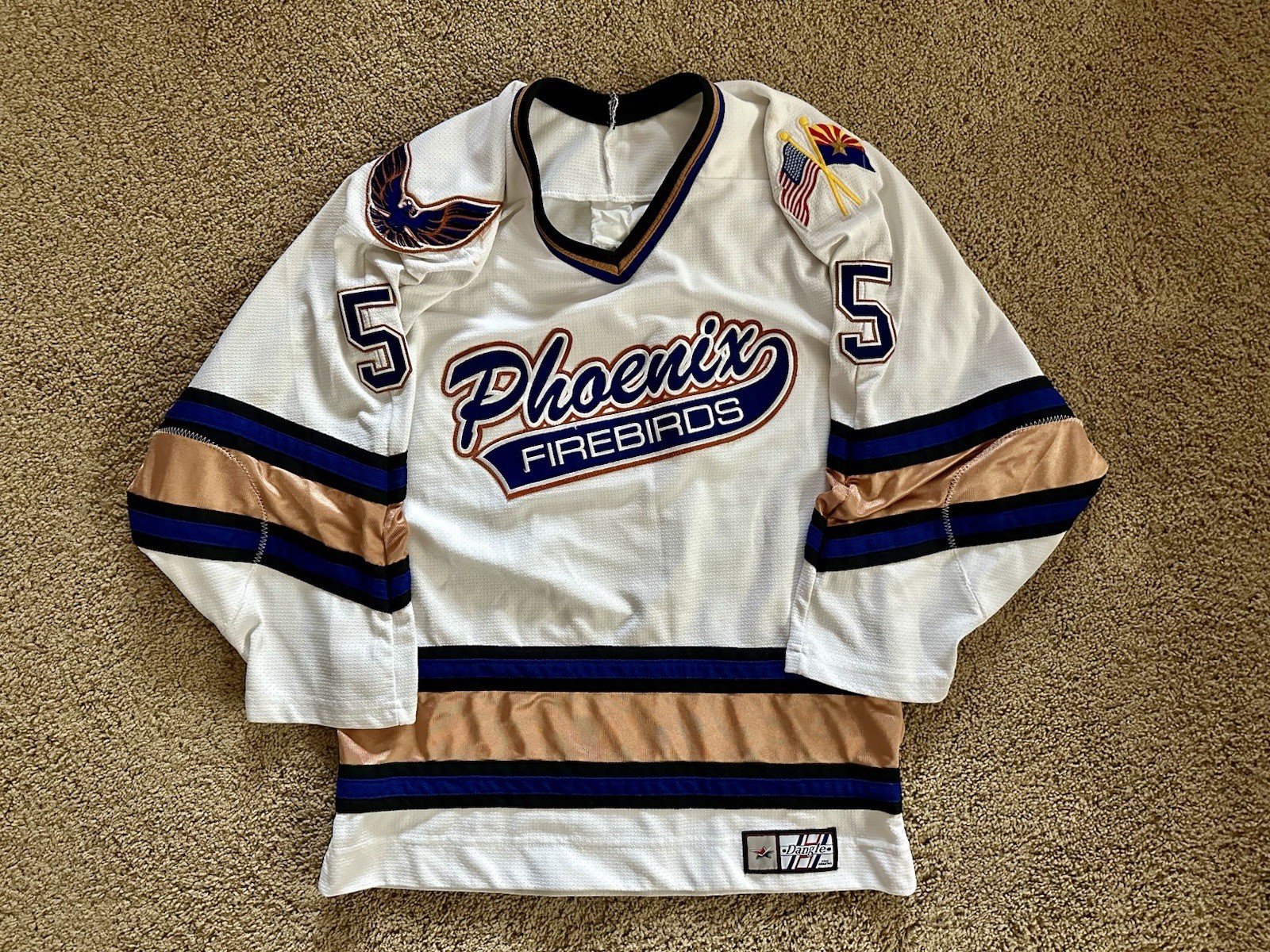 Fits XS - Dangle Pro Phoenix Firebirds Vintage Hockey Jersey White Embroidered gallery