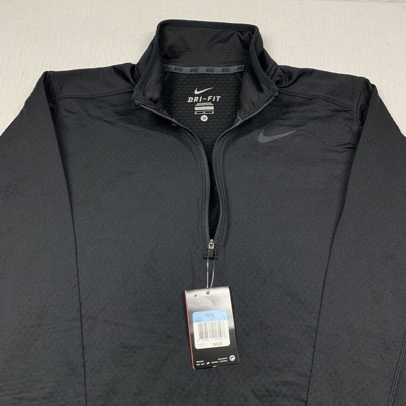 Nike Shirt Training 1/4 Zip Mens Medium Dry Fit Black 543223-010 Long Sleeve gallery