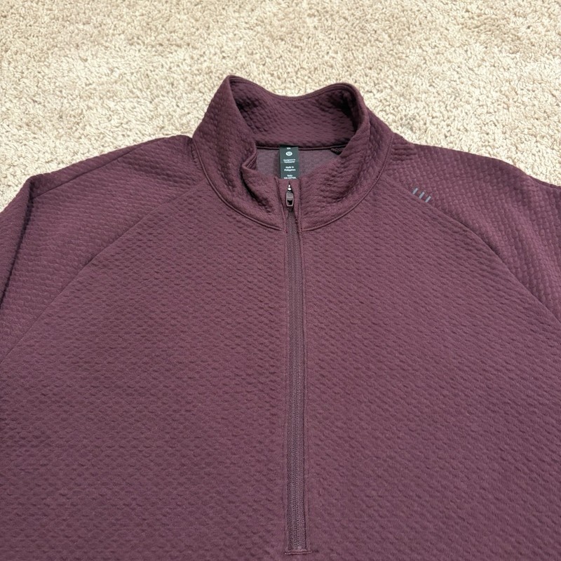Lululemon At Ease 1/2 Zip Pullover Men’s Medium Maroon Textured Knit NEW gallery