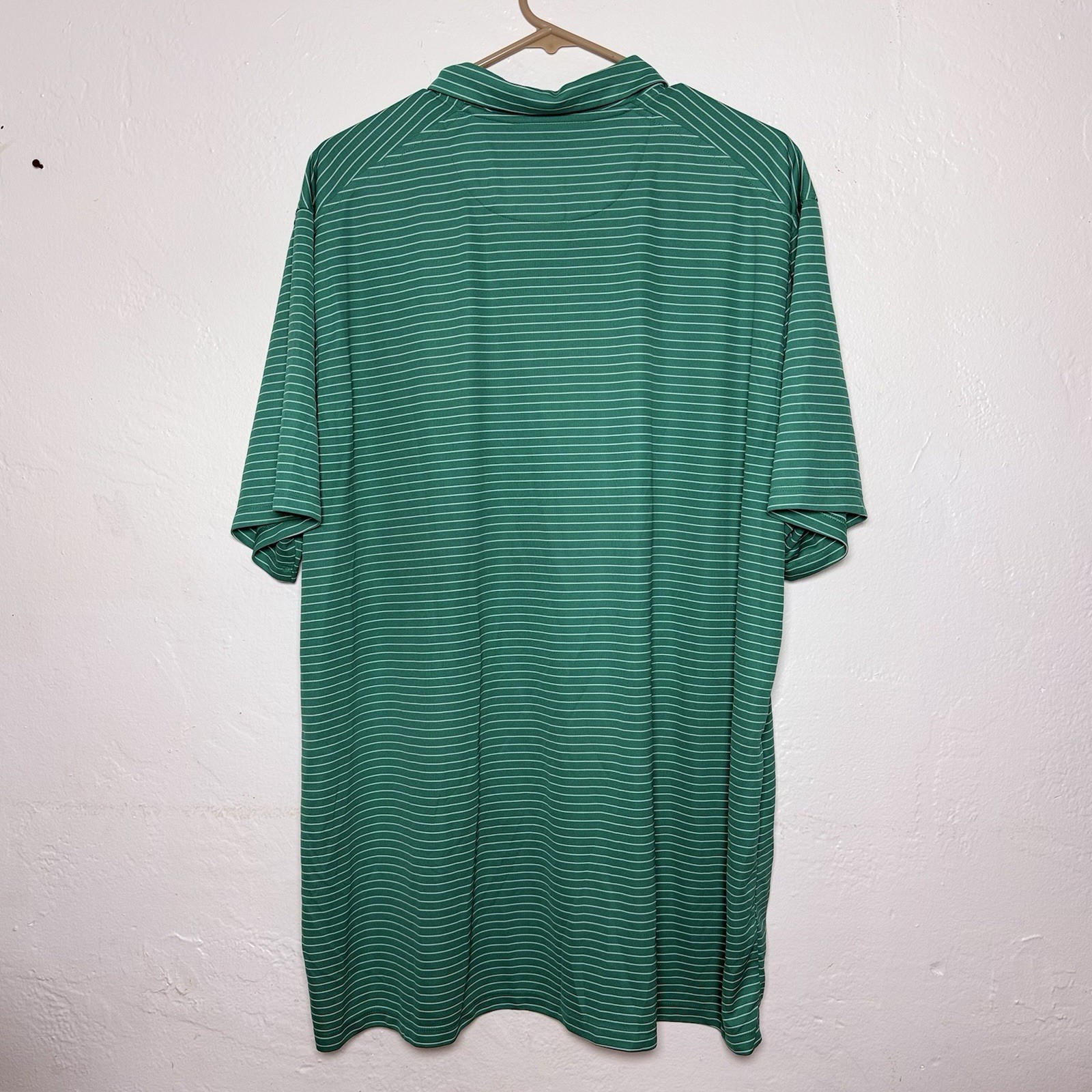 Nike Dri-Fit Men’s Standard Fit Polo Size 2XL Green And White Striped Collard gallery