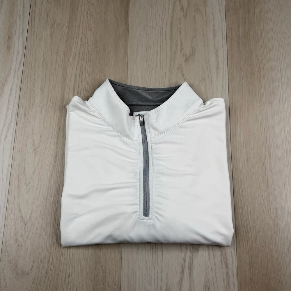 PETER MILLAR Perth Melange 1/4 zip White golf Mens XXL pullover mock performance