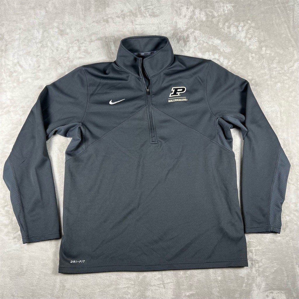 Purdue Boilermakers 1/4 Zip Pullover Jacket Nike Dri-FIT Gray Mens L gallery
