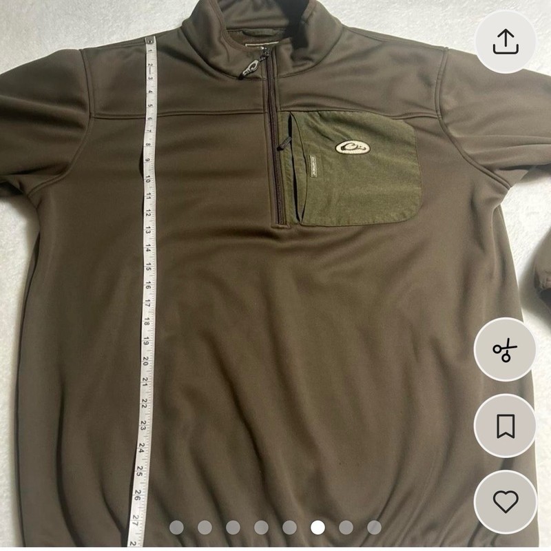 Drake Men's XL Solid Brown 1/4 Zip Mock Neck Pullover w/ Pockets Logo gallery