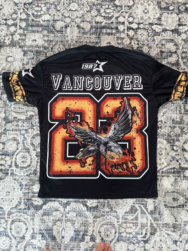 ROMWE Men’s XS Black Mesh Graphic Print Short Sleeve Crew Neck T-Shirt Eagle gallery