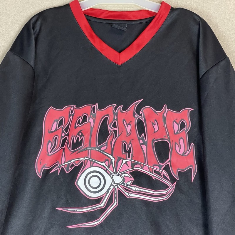 Insomniac Hockey Jersey Mens XXL Black Escape Bones V Neck Double Sided Print gallery
