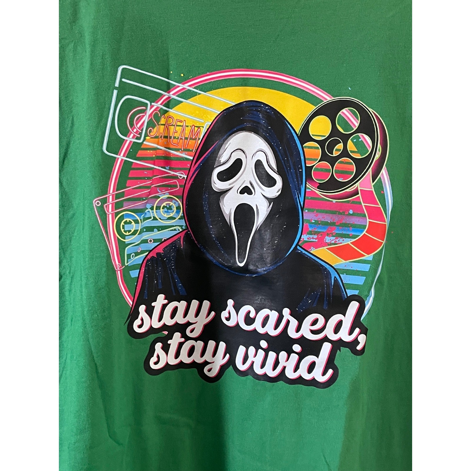 MTA PRO Men's Green Muscle Tank Stay Scared Stay Vivid Ghost Face Graphic XL gallery