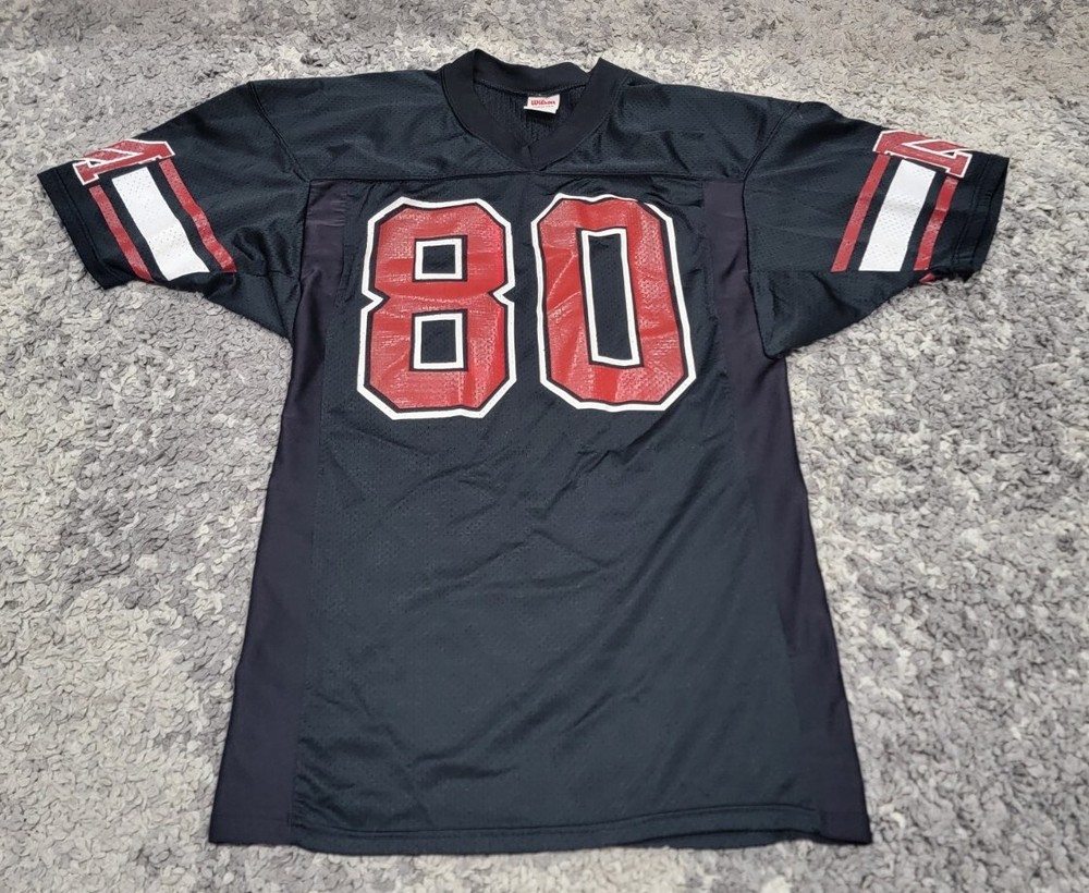 Vintage Wilson Football Jersey Men Large Mesh Nylon Black & Red MV #80 USA white