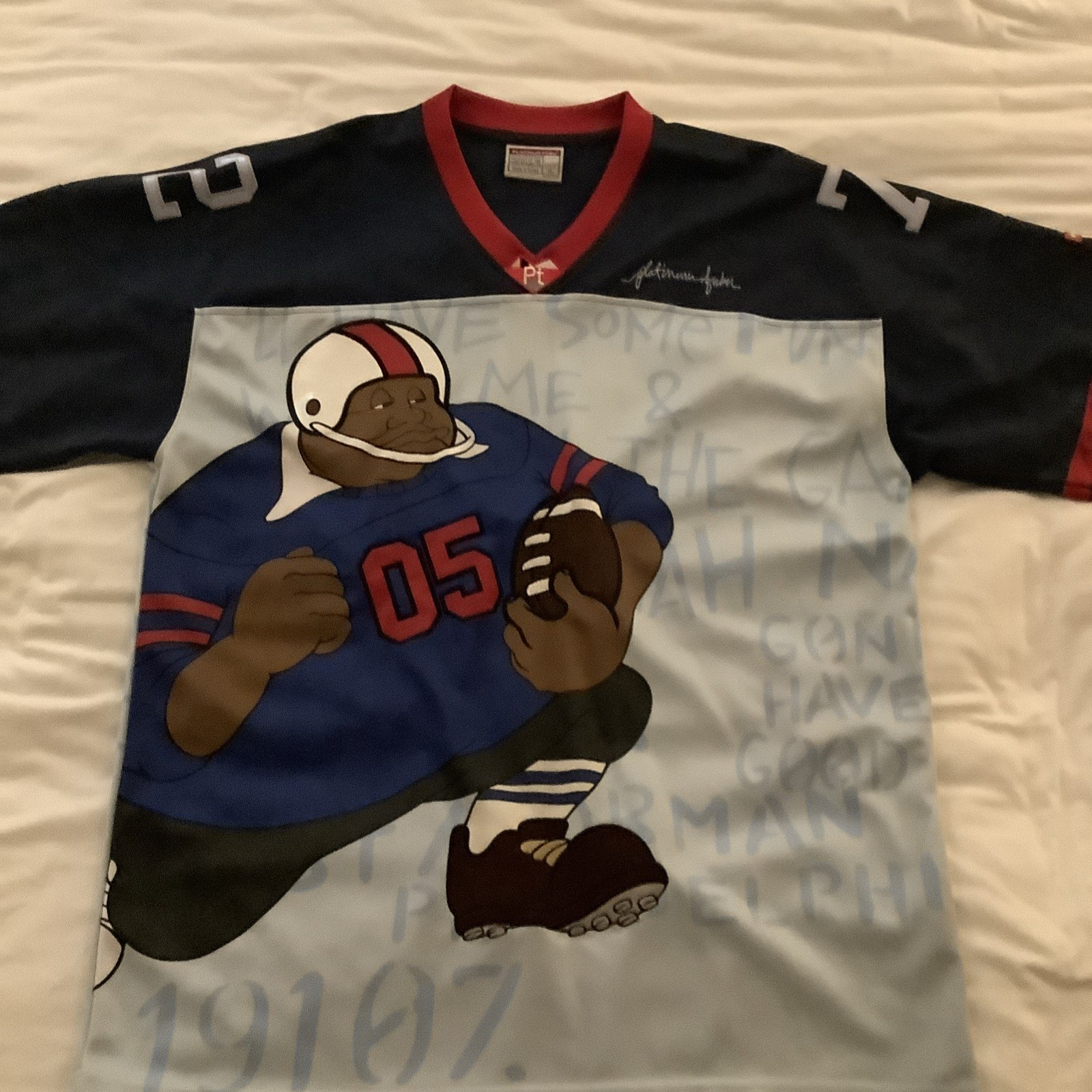 VINTAGE FUBU PLATINUM FAT ALBERT FOOTBALL SPORT JERSEY, XL, NEVER WORN gallery