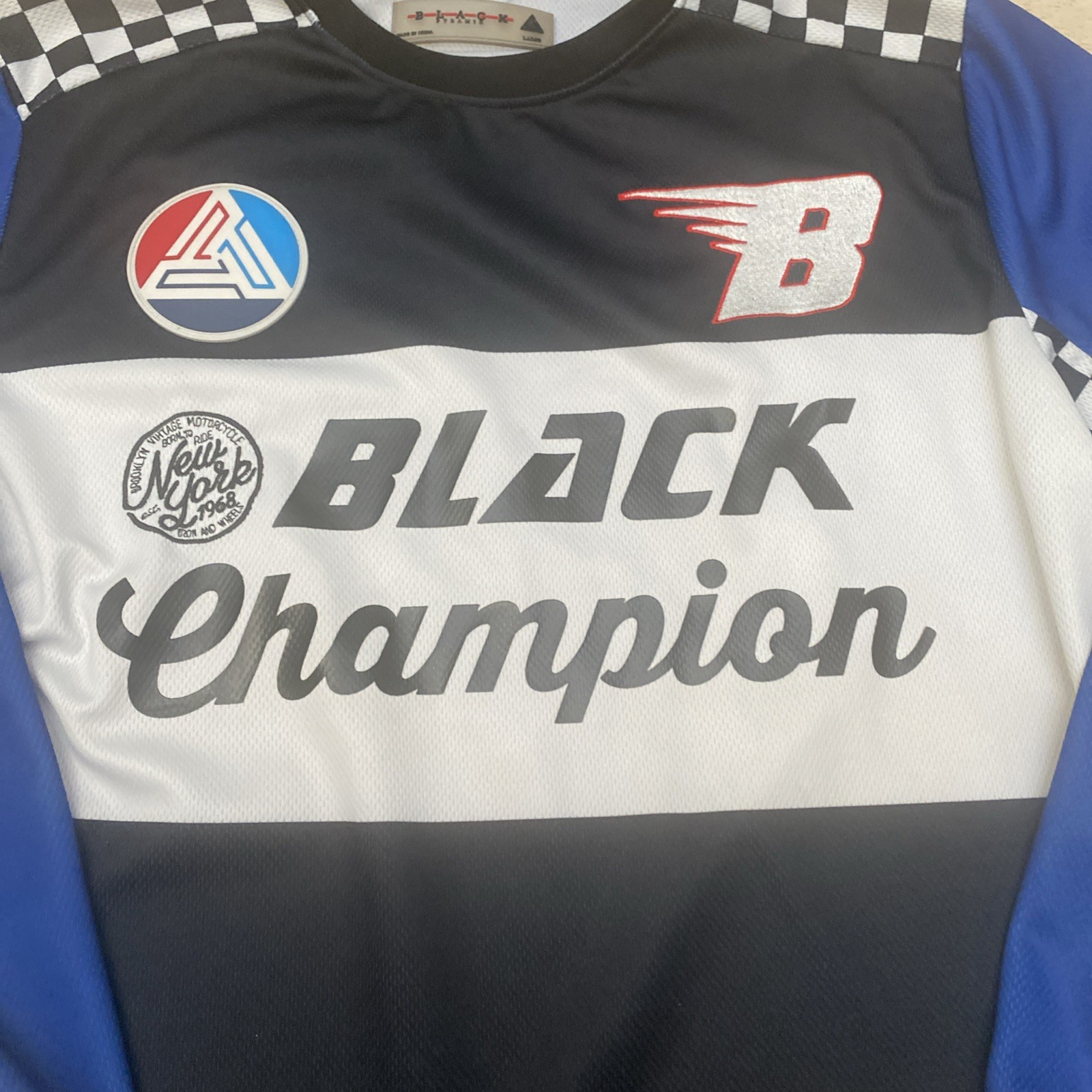 RARE Black Pyramid Jersey Brooklyn Vintage Motorcycle Large gallery