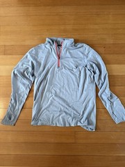 Nike Dri-Fit Running 1/4 Zip Pullover Heather Gray M Reflective Strips Red Zip
