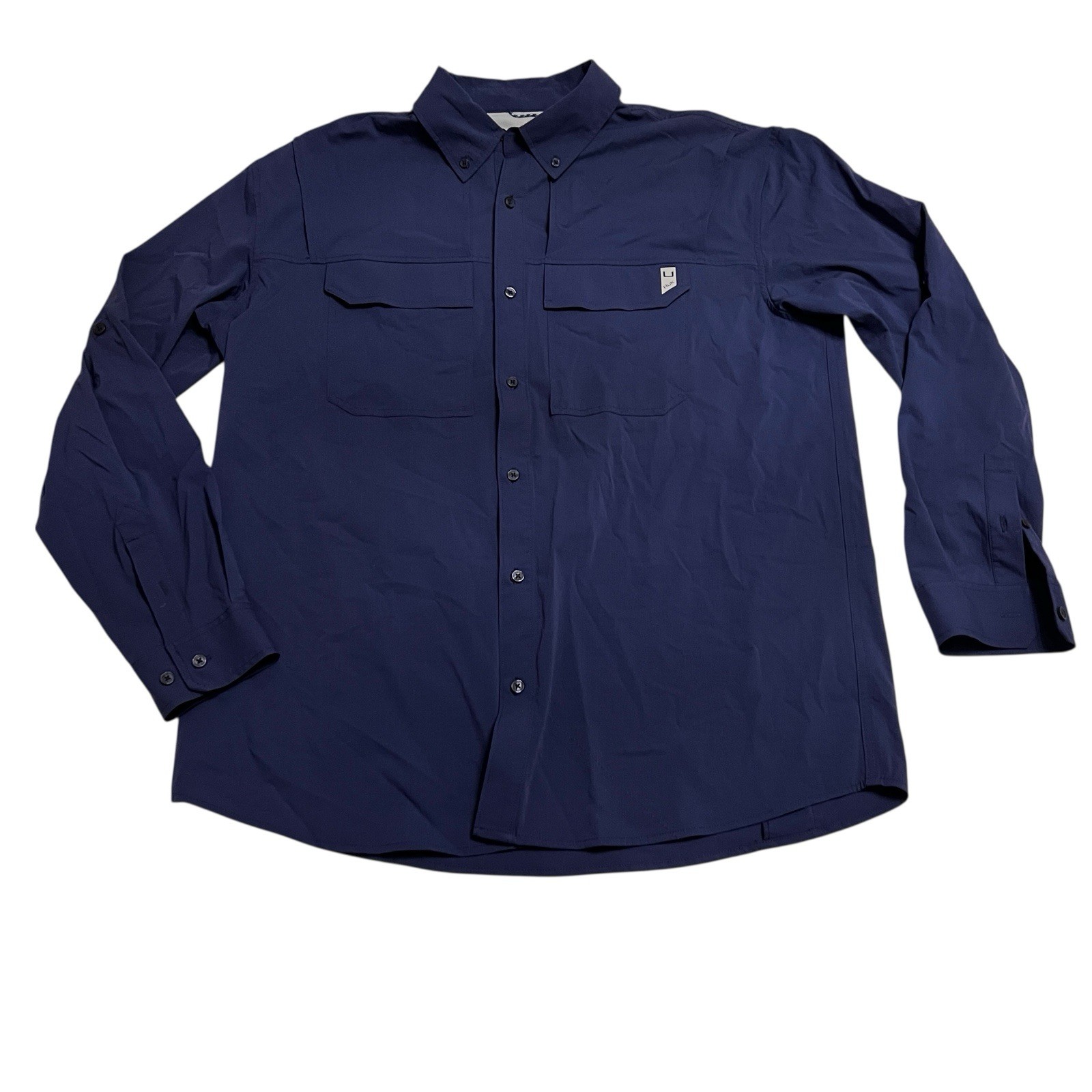 Huk Creekbed Back Draft LS Men's Shirt Naval Academy XL gallery