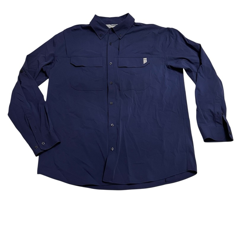 Huk Creekbed Back Draft LS Men's Shirt Naval Academy XL gallery