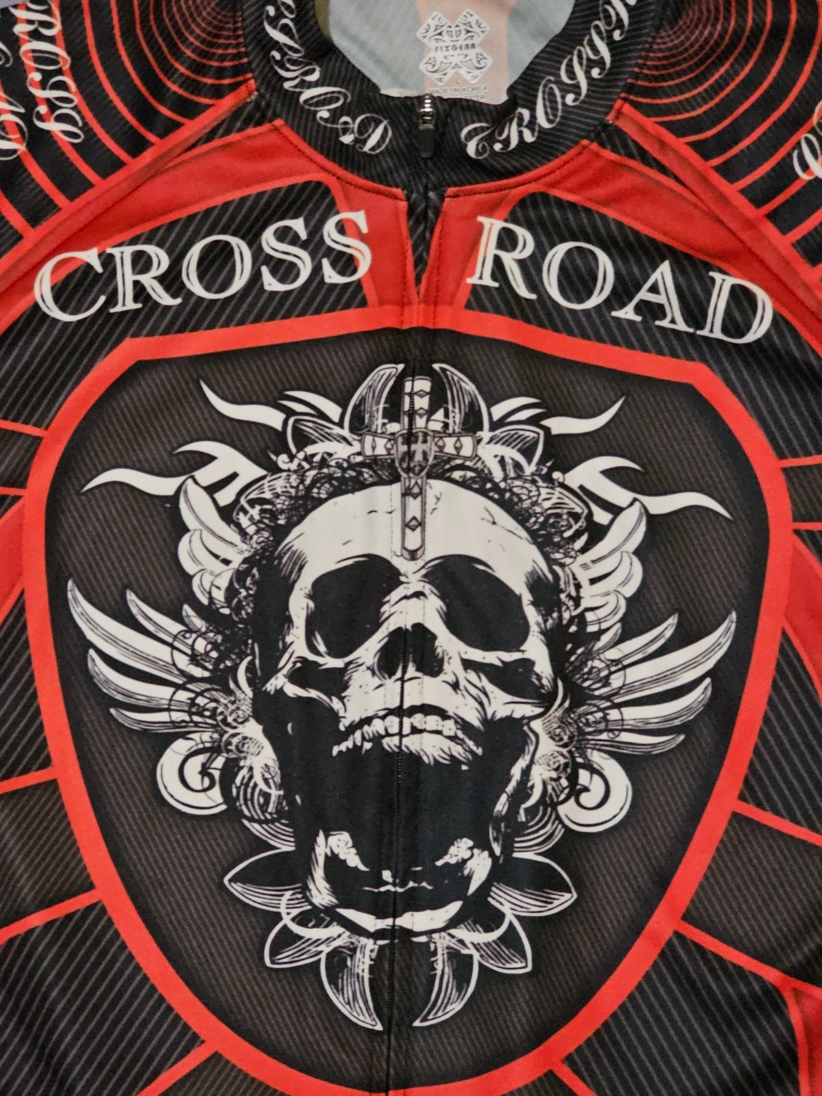 FixGear Cyclist Jersey Large Crossroad Skull Print Full Zip Short Sleeve gallery