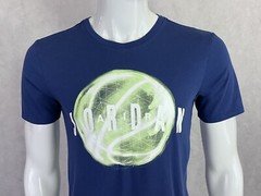 Nike Air Jordan Blue Mens Basketball Graphic Print Logo Cotton/Poly Tee Small