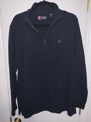 Chaps Navy Men’s Long Sleeve Quarter Zip Pullover Soft Sweatshirt, Size Medium