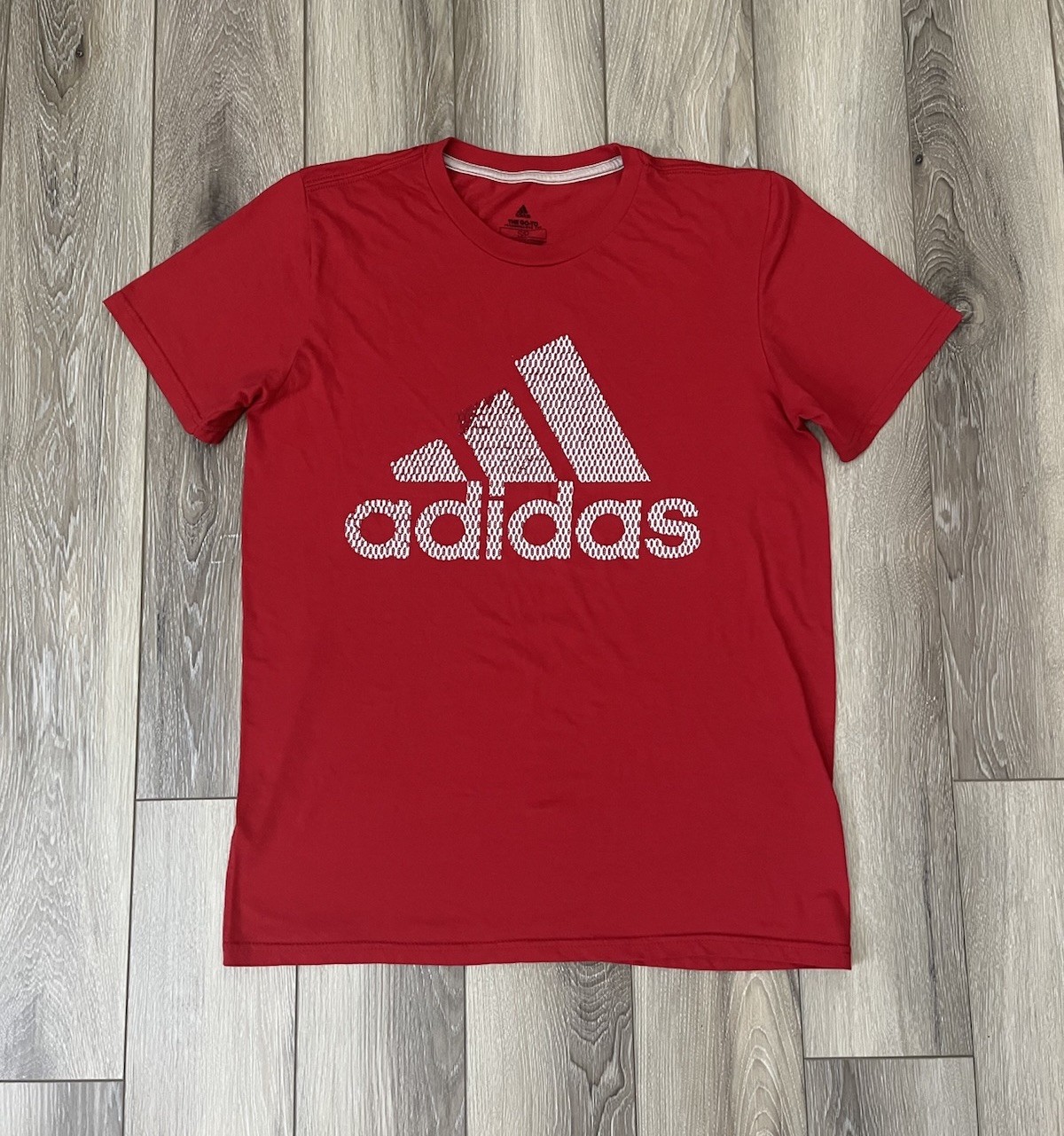Adidas The Go-To Performance Tee Red Short Sleeve Athletic Tee Trefoil Mens Sz S gallery