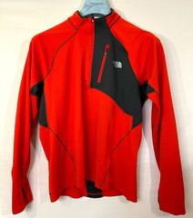 The North Face Red Thumbhole Performance 1/4 Chest Zipper Mens Stretch Sz M