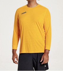 HOKA ONE ONE Performance Yellow Crew Neck 3/4 Sleeve Pullover Shirt Sz M