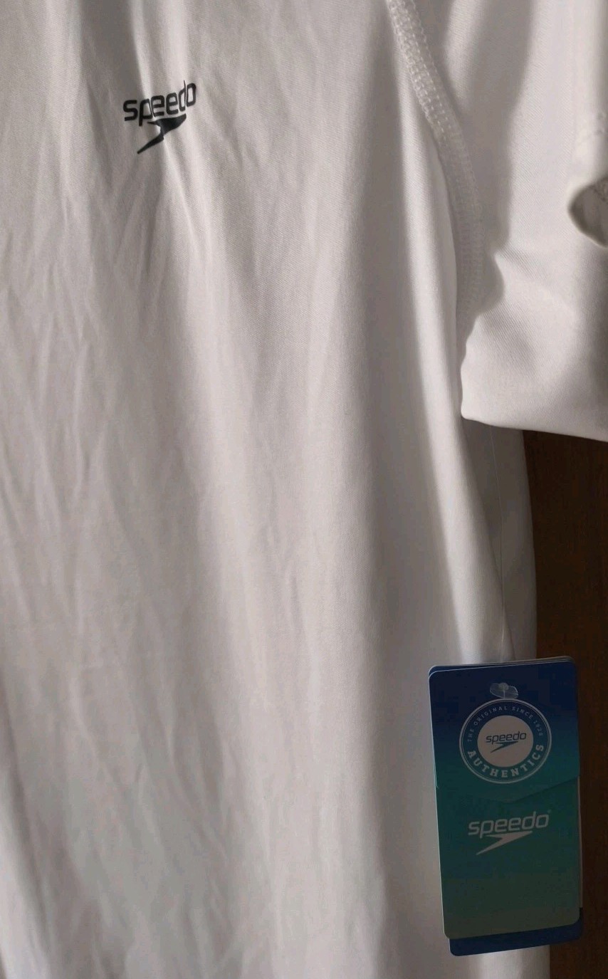Speedo Swim T-Shirt Men's Size M White Short Sleeve NWT Speedo Authentics gallery