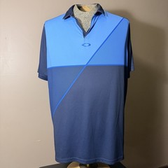 Oakley Hydrolix Men’s XL Blue Colorblock Regular Fit Moisture Wicking Golf Polo