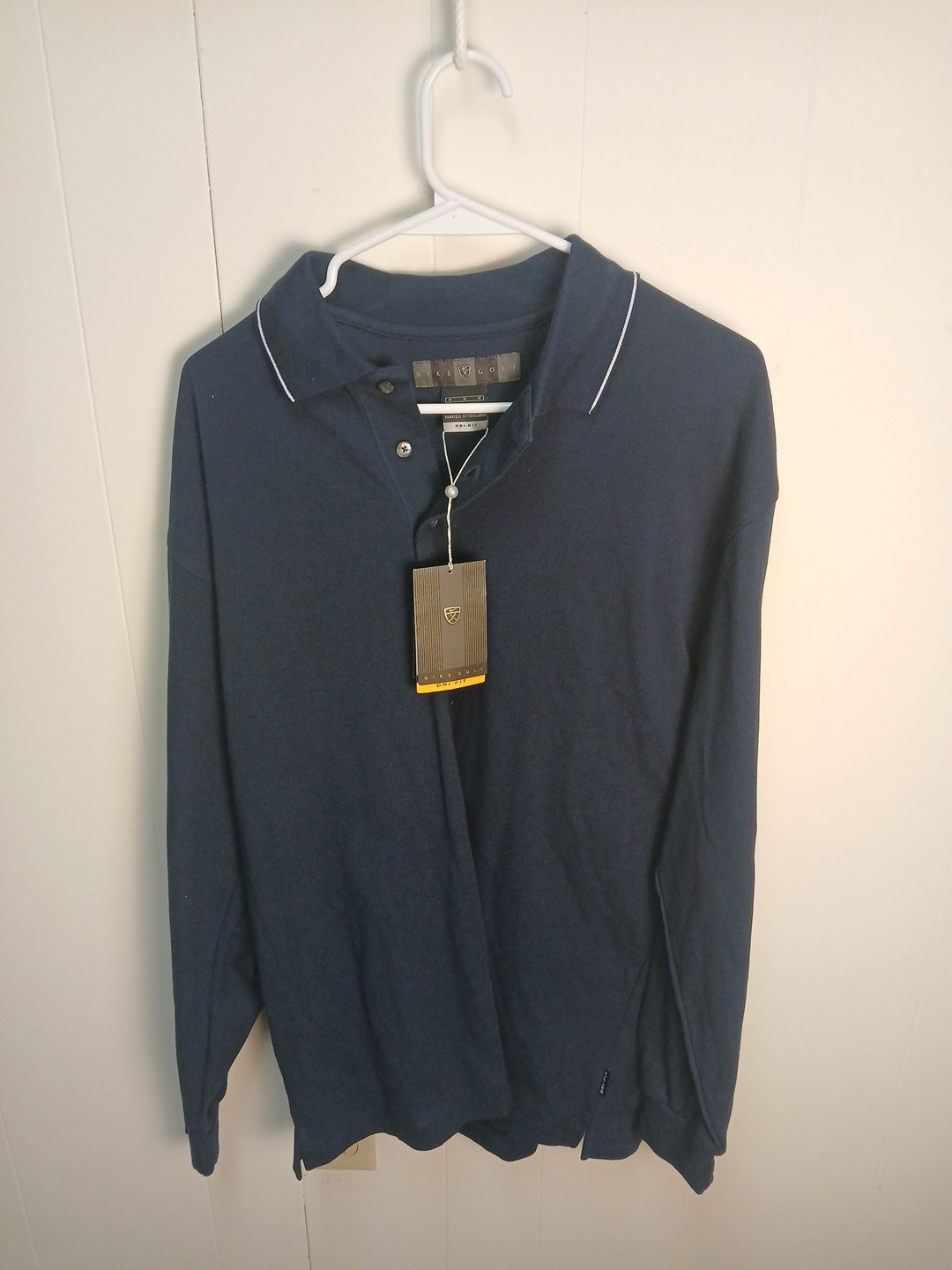 New Nike Mens Medium Navy Dri-FIT Golf Long Sleeve Top Shirt Y2K Button Up!! gallery