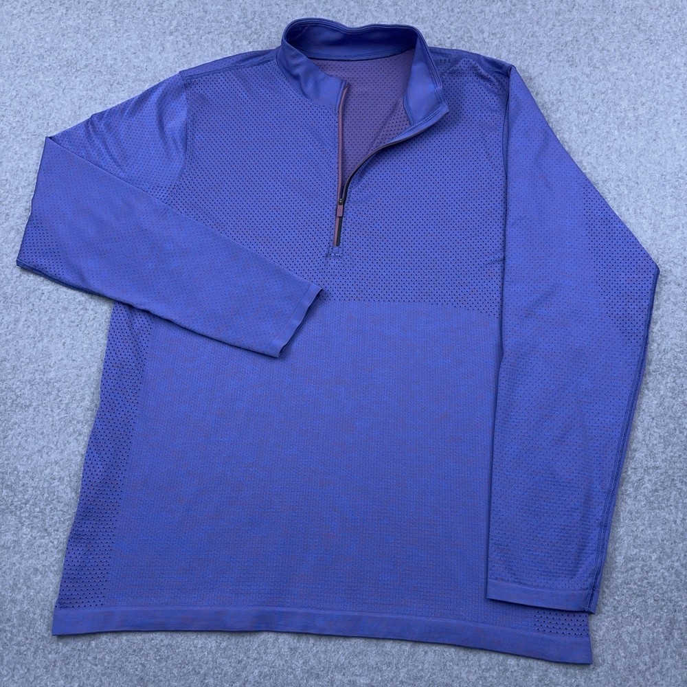 Lululemon Metal Vent Tech Midweight Half Zip Men XL Velvet Dust/Wild Indigo Golf