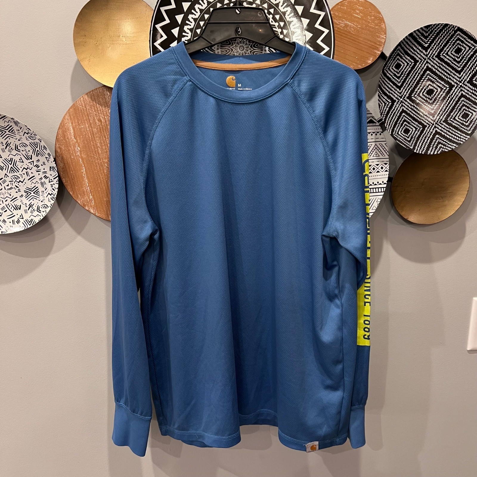 Carhartt Force Men M Relaxed Fit Blue Long Sleeve Fishing Shirt Thumbholes Mesh gallery