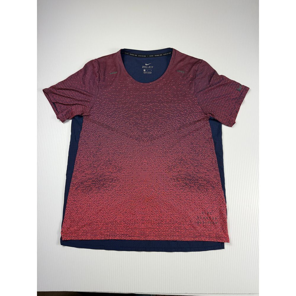 Nike Dri-FIT Running Division Performance T-Shirt Athletic Top Red Navy M